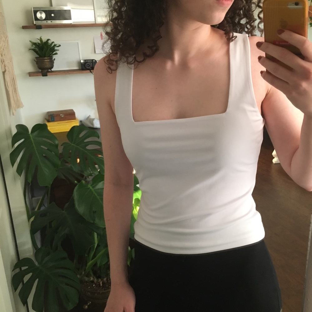 White Leith Square Neck Top